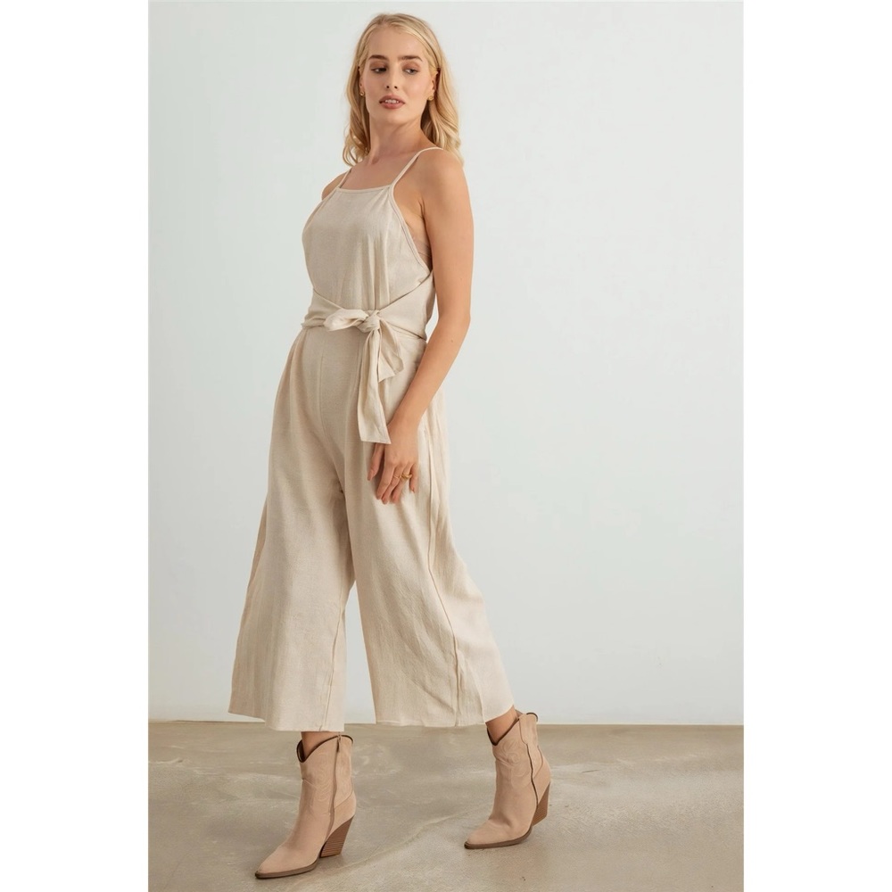 Three Birds Nest Linen Wide Leg Relaxed Jumpsuit - Picture 4 of 13